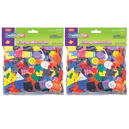 Creativity Street Plastic Buttons, Assorted Colors, 3/4in to 1in, 1lb. Per Pack, PK2 PAC6120